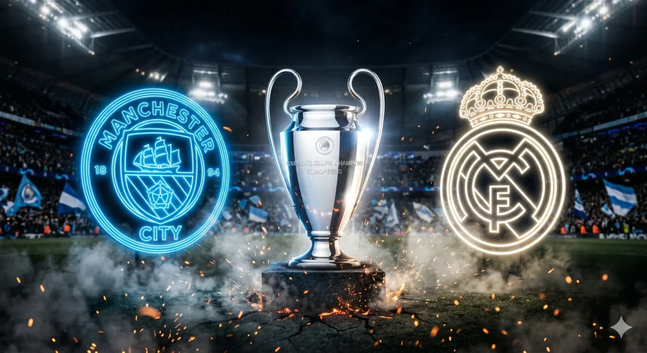 A icônica taça prateada da Champions League brilhando