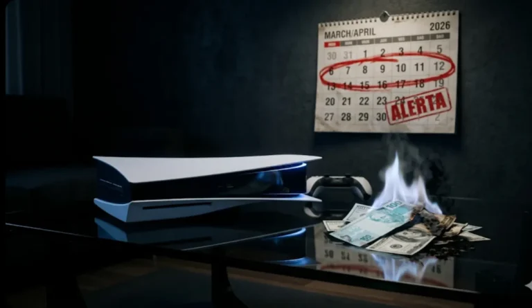 console-ps5-pro-branco-mesa-dinheiro-queimando-alerta