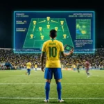 jogador-futebol-costas-camisa-selecao-telao-estadio