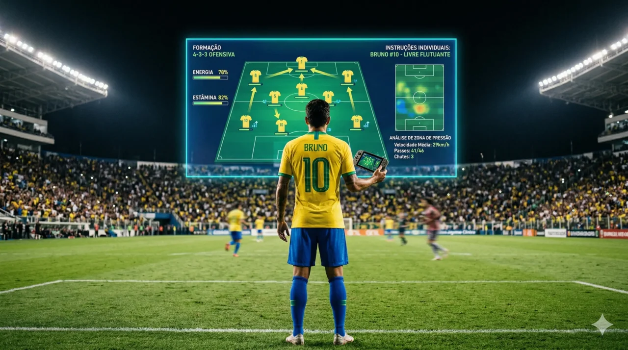 jogador-futebol-costas-camisa-selecao-telao-estadio