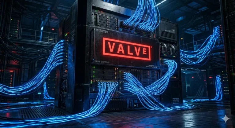 logotipo-valve-brilhando-servidor-inteligencia-artificial-cabos