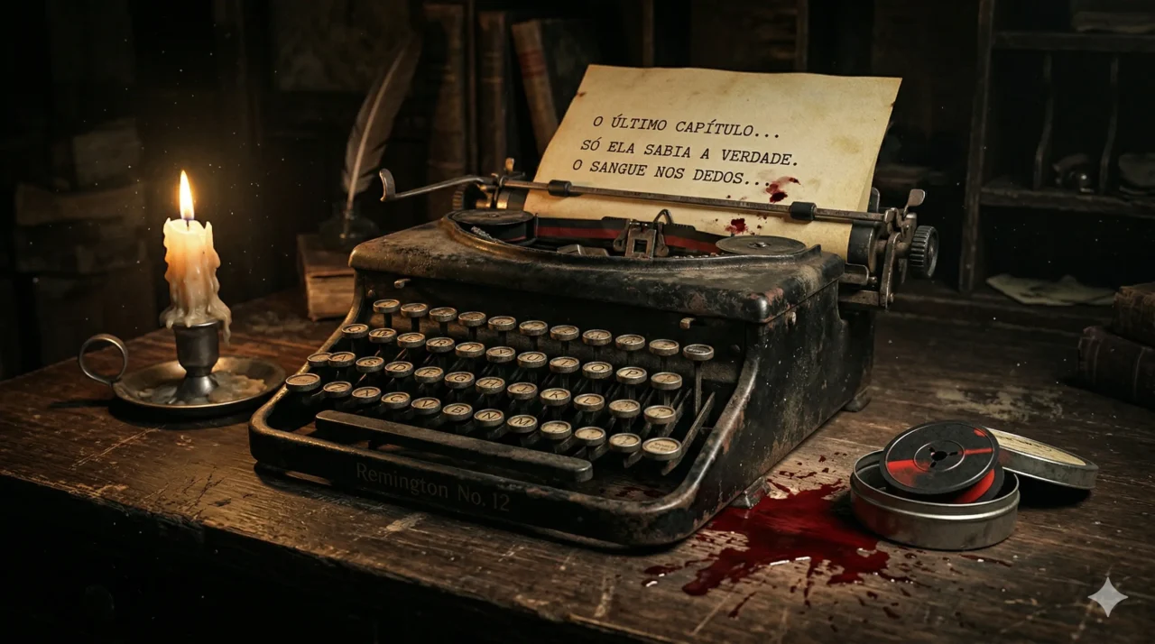 maquina-de-escrever-de-residente-evil-antiga-sangue-fita-tinta-misterio