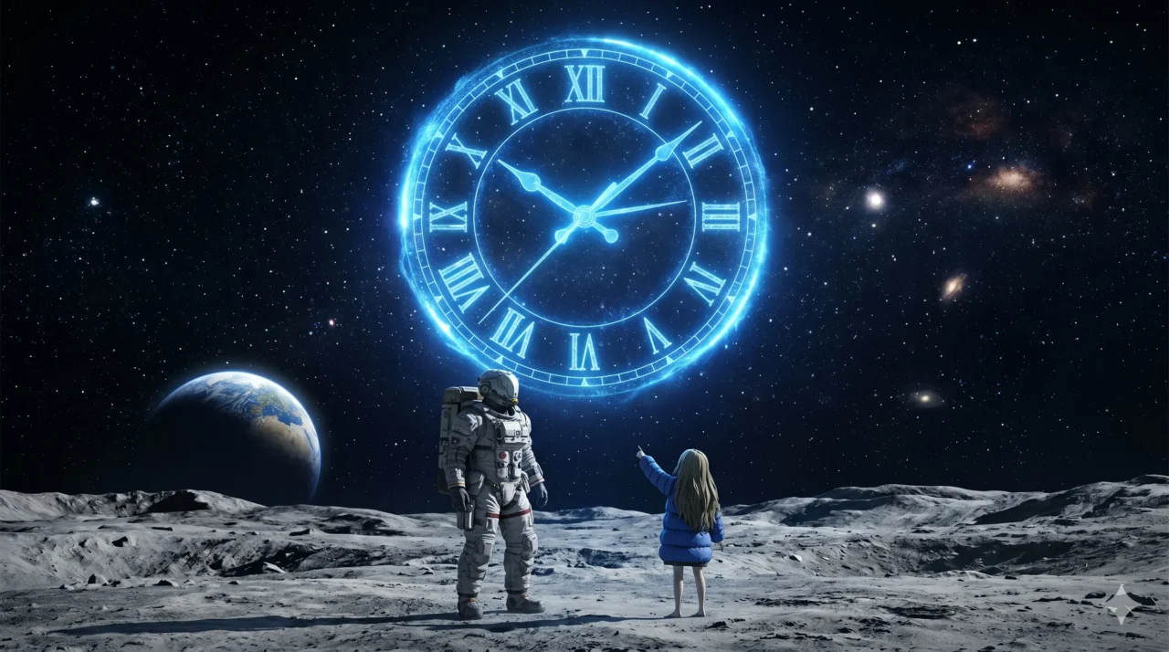 astronauta-pragmata-olhando-relogio-gigante-espaco-tempo-jogo-1200px