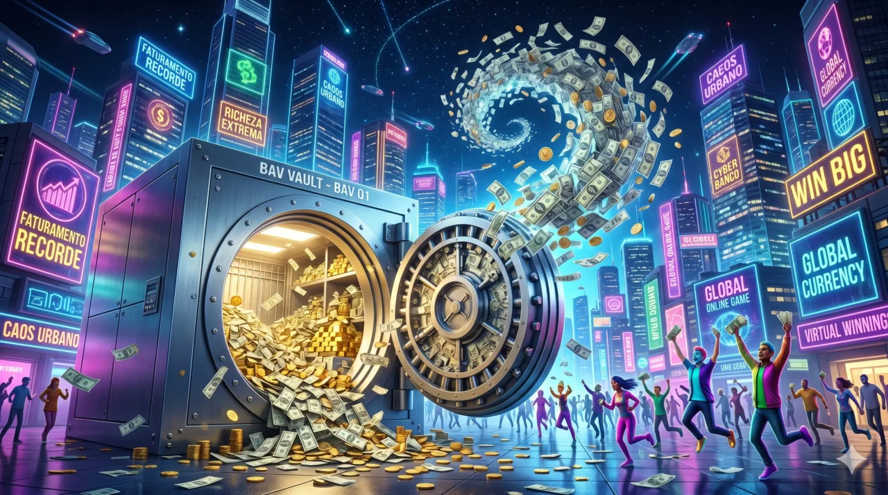 cofre-banco-aberto-dinheiro-voando-cidade-virtual-jogo