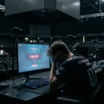 jogador-cabeca-baixa-computador-arena-escura-pressao-tristeza