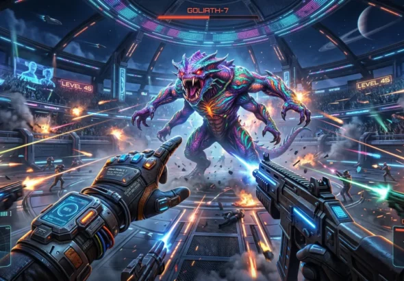 jogador-oculos-vr-frente-monstro-alienigena-arena-batalha