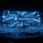palco-apresentacao-logo-playstation-luzes-neon-azul-espetaculo
