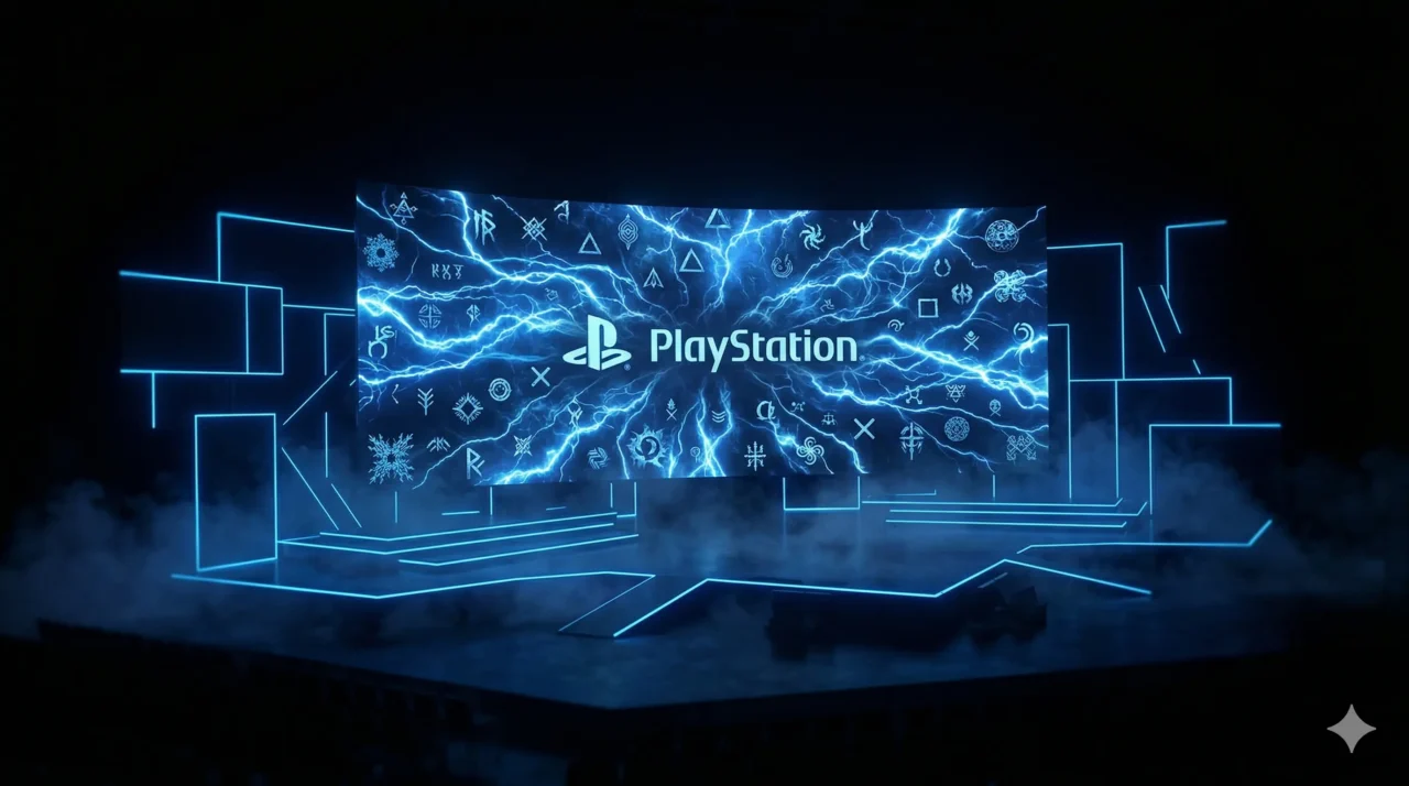 palco-apresentacao-logo-playstation-luzes-neon-azul-espetaculo