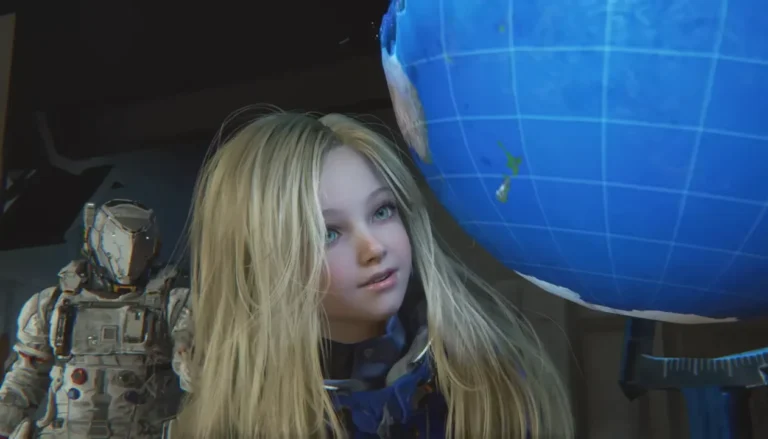 pragmata-loirinha-vendo-um-globo-terrestre